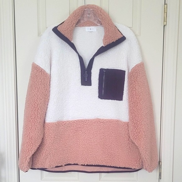 Lou & Grey Colorblock Cozy Up Sherpa Zip Jacket Size XL - Picture 4 of 9